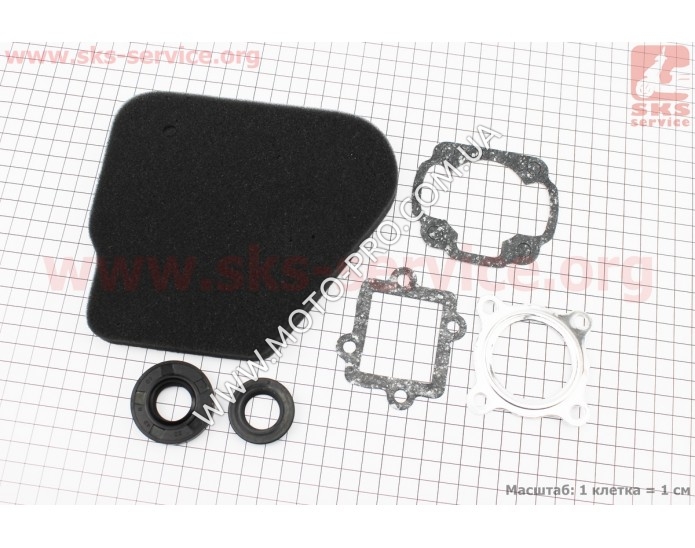 Фильтр-элемент воздушный (поролон) + прокладки + сальники, к-кт 6 деталей, "расходники" (Yamaha JOG 50 3KJ)