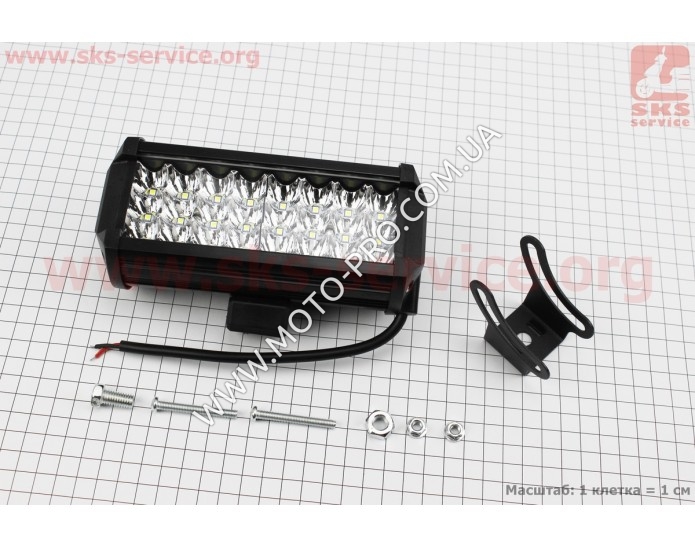 Фара дополнительная светодиодная влагозащитная - 24 LED с креплением, прямоугольная 76*166мм