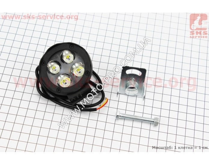 Фара додаткова світлодіодна вологозахисна - 4 LED з кріпленням