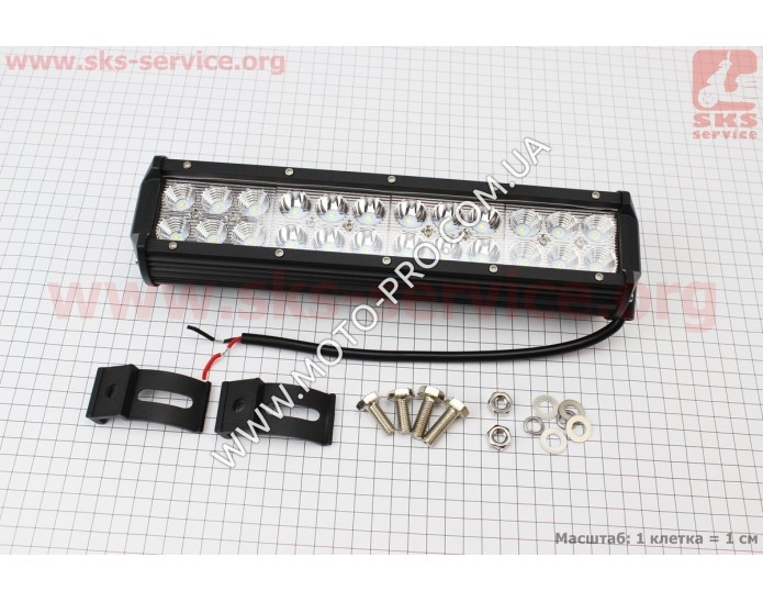 Фара дополнительная светодиодная влагозащитная - 24 LED с креплением, прямоугольная 295*75мм