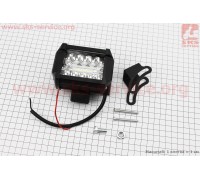 Фара дополнительная светодиодная влагозащитная - 10+9 LED с креплением, прямоугольная 76*99мм, SUPER LIGHT