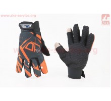 Перчатки мотоциклетные XL-Чёрно-Оранжевые (сенсорный па...