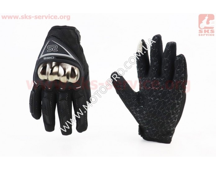 Перчатки мотоциклетные L-Чёрно-Серые (сенсорный палец)