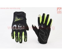 Перчатки мотоциклетные L-Чёрно-Салатовые (сенсорный палец)