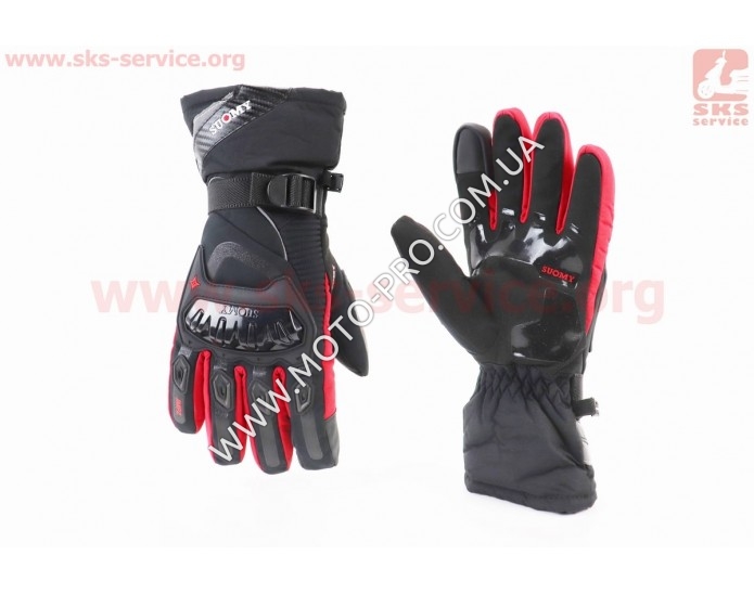 Перчатки мотоциклетные, теплые XL-Чёрно-Красные, тип 2