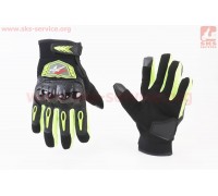 Перчатки мотоциклетные XL-Чёрно-Салатовые (сенсорный палец)