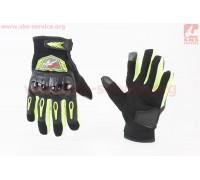 Перчатки мотоциклетные M-Чёрно-Салатовые (сенсорный палец)