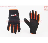 Перчатки мотоциклетные M-Чёрно-Оранжевые (сенсорный палец)