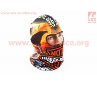Подшлемник летний (балаклава) "Harley-Davidson" Чёрно-Оранжевый с рисунком