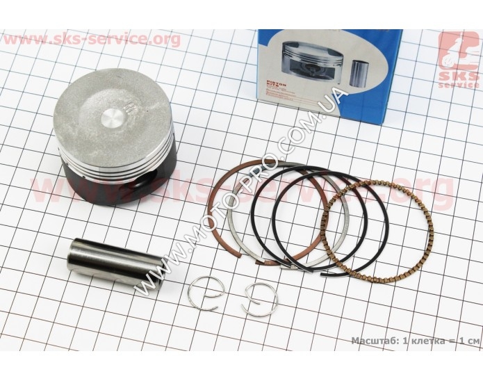 Поршень, кольца, палец к-кт 125cc 52,4мм STD (палец 15мм) (тефлоновое покрытие) (310711)