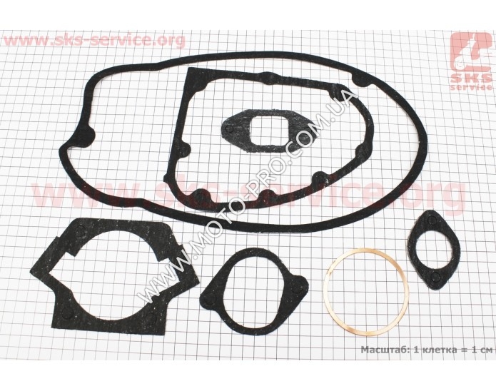 Прокладки двигателя к-кт 7шт Планета, паронит+медь (342384)