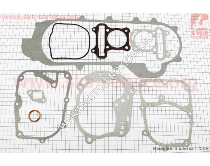 Прокладки двигателя к-кт 47мм-80cc (длинный вариатор) (309976)