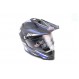 Шлем кроссовый/эндуро/АТV со стеклом (сертификации DOT/ECE) SCO-819-7 S (55-56см), ЧЁРНЫЙ матовый с сине-бело-серым рисунком