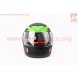 Шлем интеграл, закрытый 825-4 S, ЧЁРНЫЙ матовый с зелёным рисунком "хищник"