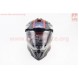 Шлем кроссовый/эндуро/АТV со стеклом (сертификации DOT/ECE) SCO-819-7 S (55-56см), ЧЁРНЫЙ матовый с сине-красно-зелёным рисунком