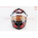 Шлем интеграл, закрытый HF-122 XL, ЧЁРНЫЙ глянец с красно-серым рисунком IRON Q238