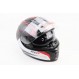 Шлем интеграл, закрытый (сертификация DOT)+откидные очки BLD-М66 М (57-58см), ЧЁРНЫЙ матовый с красно-белым рисунком
