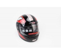 Шлем интеграл, закрытый 825-3 S, ЧЁРНЫЙ с красно-серой полосой