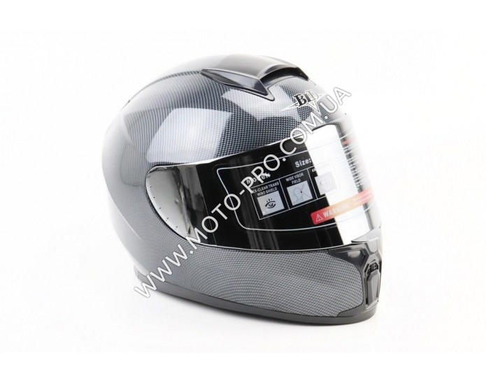 Шлем интеграл, закрытый (сертификация DOT)+откидные очки BLD-М66 М (57-58см), "КАРБОН" глянец