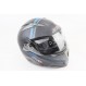Шлем модуляр, закрытый с откидным подбородком+откидные очки BLD-158 М (57-58см), ЧЁРНЫЙ матовый с сине-серым рисунком