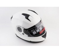 Шлем модуляр, закрытый с откидным подбородком+откидные очки BLD-162 М (57-58см), БЕЛЫЙ глянец