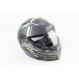 Шлем модуляр, закрытый с откидным подбородком+откидные очки BLD-158 S (55-56см), ЧЁРНЫЙ матовый с салатово-серым рисунком