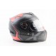 Шлем интеграл, закрытый+очки BLD-М61 М (57-58см), ЧЁРНЫЙ матовый с красно-серым рисунком