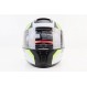 Шлем интеграл, закрытый (сертификация DOT)+откидные очки BLD-М66 S (55-56см), ЧЁРНЫЙ матовый с салатово-белым рисунком
