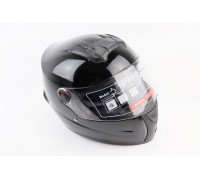 Шлем интеграл, закрытый+очки BLD-М61 М (57-58см), ЧЁРНЫЙ глянец