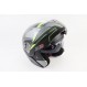 Шлем модуляр, закрытый с откидным подбородком+откидные очки BLD-158 М (57-58см), ЧЁРНЫЙ матовый с салатово-серым рисунком
