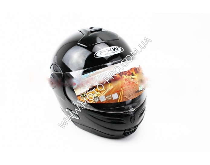 Шлем закрытый с откидным подбородком HF-108 M- ЧЕРНЫЙ глянец (330850)