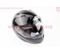 Шлем закрытый с откидным подбородком+очки HF-118 S- ЧЕРНЫЙ глянец
