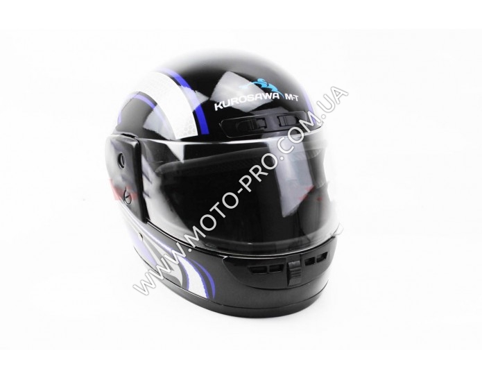 Шлем закрытый HF-101 L- ЧЕРНЫЙ с сине-серым рисунком Q233-BL (330875)