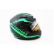 Шлем закрытый HF-111 L- ЧЕРНЫЙ матовый с зеленым рисунком Q154 (330255)