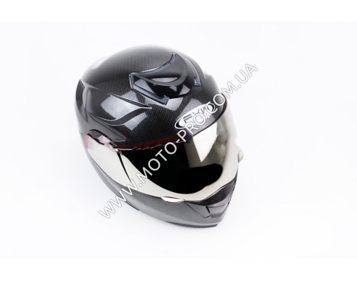 Шлем закрытый с откидным подбородком+очки HF-119 S- "КАРБОН" (330206)