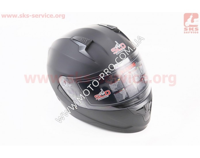 Шлем закрытый (сертификации DOT / ECE) + откидные очки SCO-М67 S (55-56см), ЧЕРНЫЙ матовый