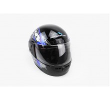 Шлем закрытый HF-101 M- ЧЕРНЫЙ с сине-серым рисунком Q2...
