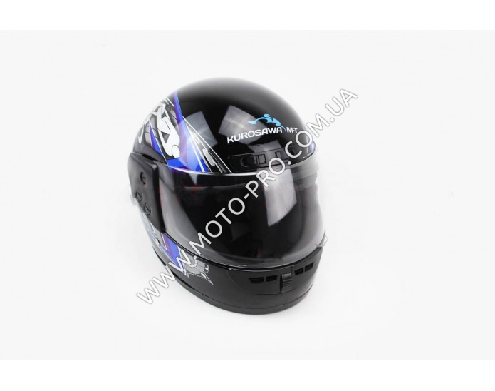 Шлем закрытый HF-101 M- ЧЕРНЫЙ с сине-серым рисунком Q23-BL (330648)