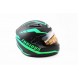 Шлем закрытый HF-111 M- ЧЕРНЫЙ матовый с зеленым рисунком Q154 (330252)