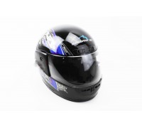Шлем закрытый HF-101 S- ЧЕРНЫЙ с сине-серым рисунком Q23-BL