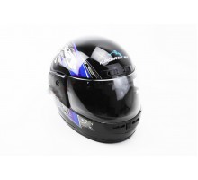 Шлем закрытый HF-101 S- ЧЕРНЫЙ с сине-серым рисунком Q2...