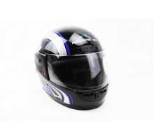 Шлем закрытый HF-101 М- ЧЕРНЫЙ с сине-серым рисунком Q2...