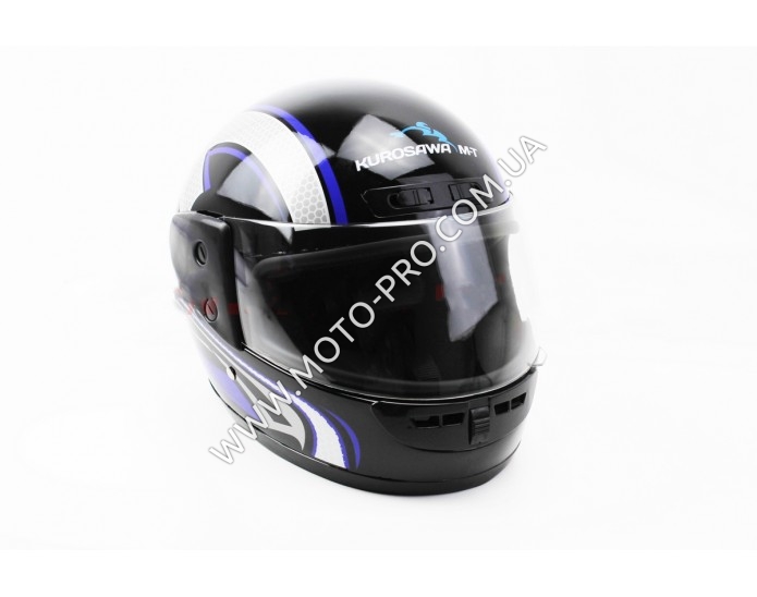 Шлем закрытый HF-101 М- ЧЕРНЫЙ с сине-серым рисунком Q233-BL (330874)