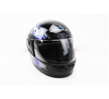 Шлем закрытый HF-101 L- ЧЕРНЫЙ с сине-серым рисунком Q2...