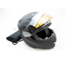Шлем закрытый с откидным подбородком+очки HF-119 М- ЧЕР...