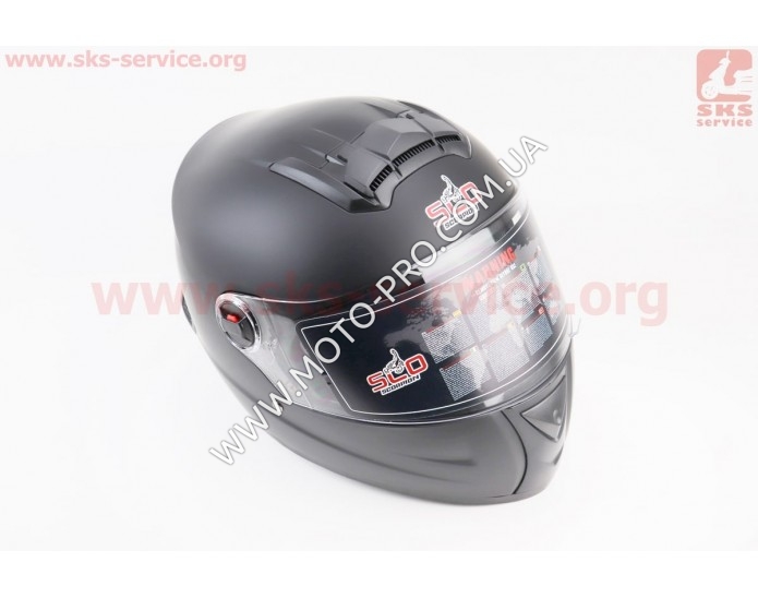 Шлем закрытый (сертификации DOT / ECE) + очки SCO-М61 S (55-56см), ЧЕРНЫЙ матовый