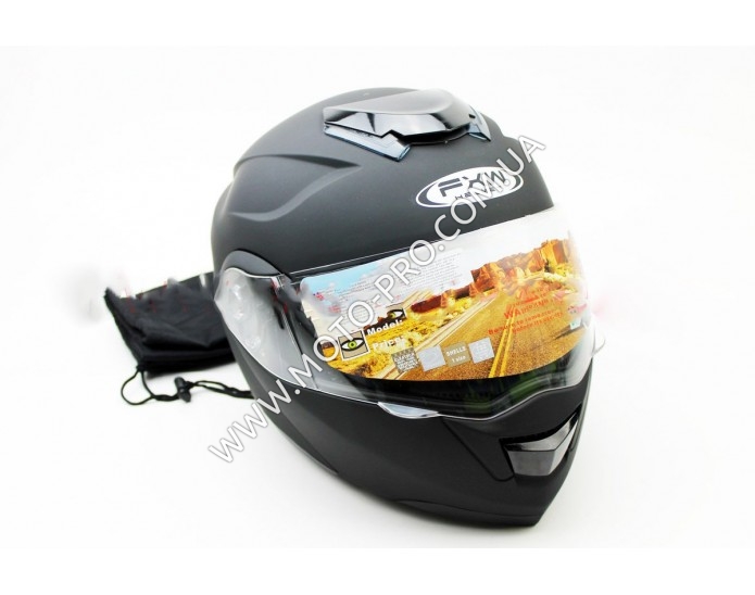 Шлем закрытый с откидным подбородком+очки HF-119 S- ЧЕРНЫЙ матовый