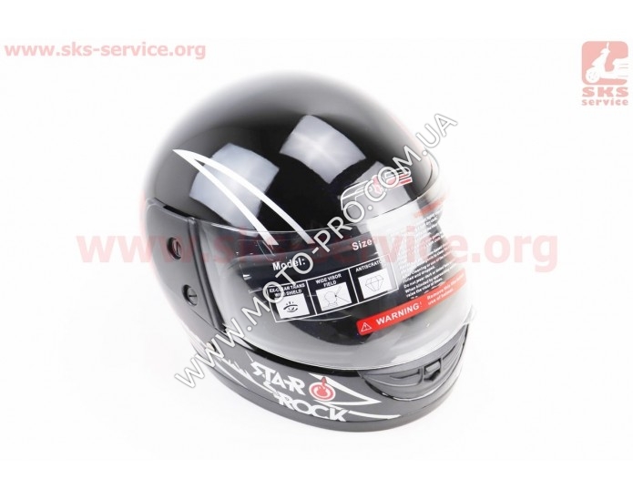 Шлем закрытый 825-1 XS- ЧЕРНЫЙ с рисунком красно-серым STAR ROCK (возможны дефекты покраски)