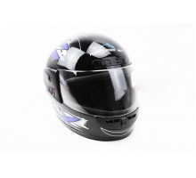 Шлем закрытый HF-101 M- ЧЕРНЫЙ с сине-серым рисунком Q4...