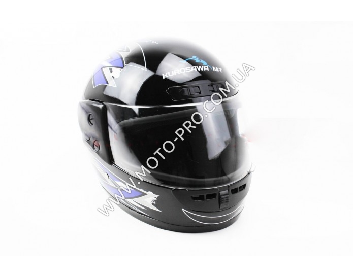 Шлем закрытый HF-101 M- ЧЕРНЫЙ с сине-серым рисунком Q42-BL (330870)